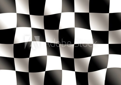 Fototapeta Czarno-biały wyścigowy macha flagą