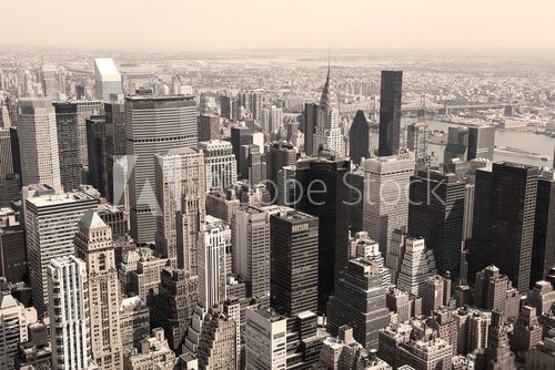 Fototapeta Linia horyzontu Manhattan, NYC - sepiowy wizerunek