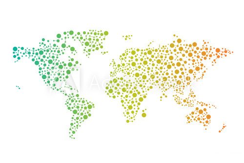 Fototapeta Streszczenie Mapa połączeń światowych z okręgami, liniami