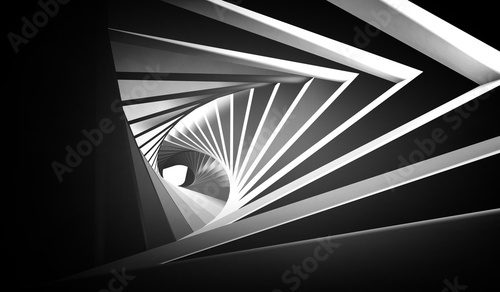 Fototapeta Streszczenie skręcony czarny biały tunel