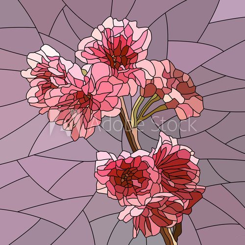 Fototapeta Wektorowa ilustracja czereśniowa gałąź z kwiatami.