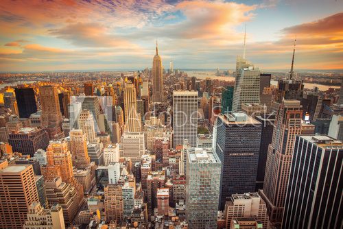 Fototapeta Zmierzchu widok patrzeje nad midtown Manhattan Nowy Jork miasto