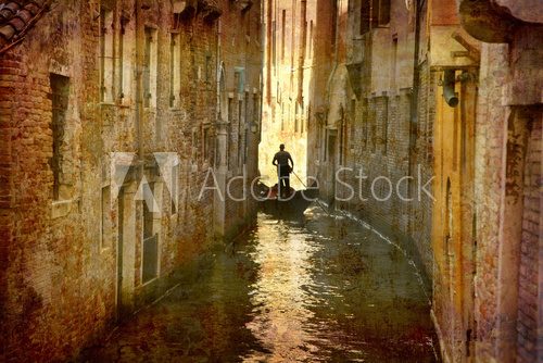 Obraz Pocztówka z Włoch. - Gondola - Wenecja.