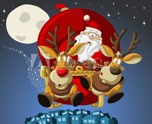 Obraz Podróż saniami Świętego Mikołaja
