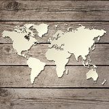 Fototapeta Mapa świata papieru na desce wektor