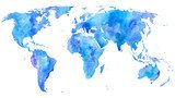 Fototapeta Mapa świata. Ziemia. Akwarela ilustracja. Białe tło.