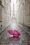 Fototapeta Romantyczna aleja w deszczowy dzień.