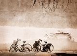 Fototapeta Włoscy starzy bicykle opiera przeciw ścianie