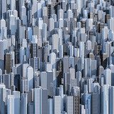 Fototapeta Wysokie miasto tła / 3D render dnia miasta współczesnego napełniania obrazu