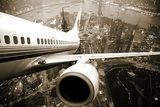 Obraz Lot w przestworza – samolot nad miastem