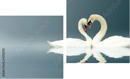 Miłość - zakochana para łabędzi - Obraz dwuczęściowy, Dyptyk