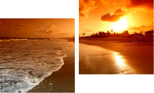 Morskie fale na piaszczystej plaży - Obraz dwuczęściowy, Dyptyk