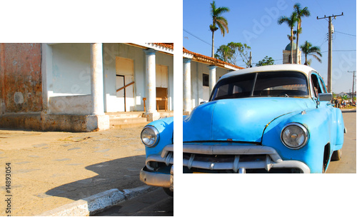 samochód oldtimer na Kubie - Obraz dwuczęściowy, Dyptyk