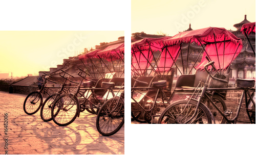 Xi'an / China - Mur miasta z rowerami - Obraz dwuczęściowy, Dyptyk