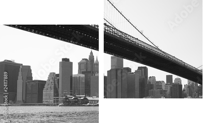 Nowy Jork Brooklyn bridge black - Obraz dwuczęściowy, Dyptyk