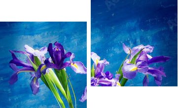 Kwiaty we flakonie -kompozycja z irysów - Obraz dwuczęściowy, Dyptyk