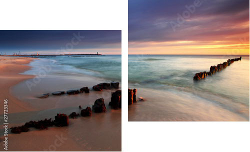 Barwny krajobraz spokojnego morza - Obraz dwuczęściowy, Dyptyk