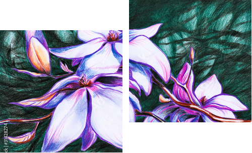 Magnolia - przemijający czas - Obraz dwuczęściowy, Dyptyk