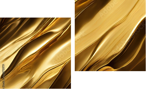 Złota tekstura tło, abstrakcyjne tło płynnego złota - Obraz dwuczęściowy, Dyptyk