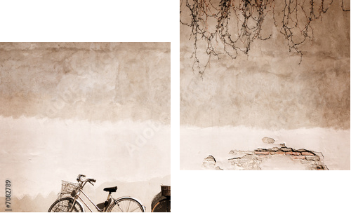 Włoscy starzy bicykle opiera przeciw ścianie - Obraz dwuczęściowy, Dyptyk