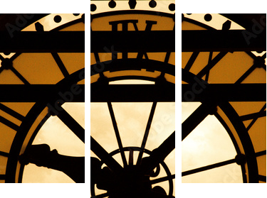 Zegar symbolem upływającego czasu - Obraz trzyczęściowy, Tryptyk