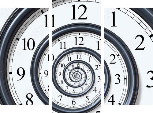 Nieubłagany upływ czasu –zegar - Obraz trzyczęściowy, Tryptyk
