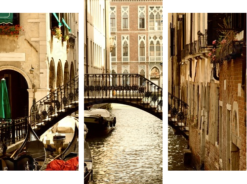 Wenecja - podróż gondolą - Obraz trzyczęściowy, Tryptyk