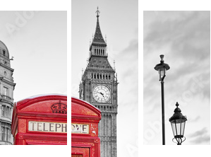 Londyn -  czerwona butka telefoniczna - Obraz trzyczęściowy, Tryptyk