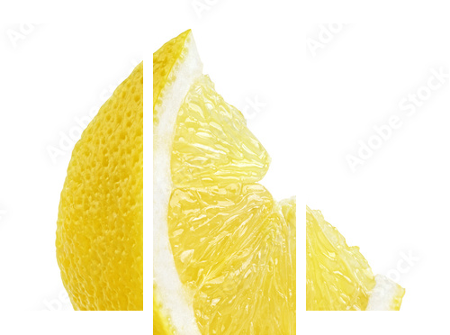 Plasterek cytryny owoc odizolowywająca na białym tle - Obraz trzyczęściowy, Tryptyk
