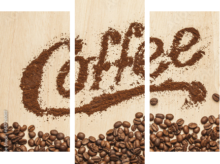 Typografia zmielonej kawy - Obraz trzyczęściowy, Tryptyk