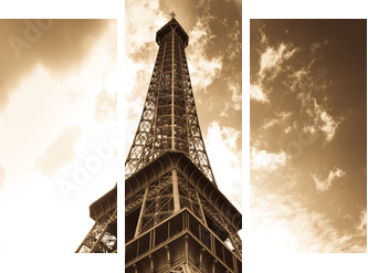 Wieża Eiffla w stylu sepii - Obraz trzyczęściowy, Tryptyk