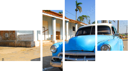 samochód oldtimer na Kubie - Obraz czteroczęściowy, Fortyk