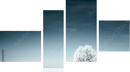 Urzekająca moc bieli – śnieżny krajobraz - Obraz czteroczęściowy, Fortyk