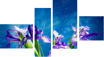 Kwiaty we flakonie -kompozycja z irysów - Obraz czteroczęściowy, Fortyk