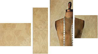 Antykwarska suknia forma i krzesło z rocznika uczuciem - Obraz czteroczęściowy, Fortyk