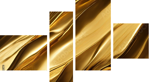 Złota tekstura tło, abstrakcyjne tło płynnego złota - Obraz czteroczęściowy, Fortyk