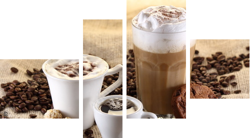Kaffee, Espresso, Poplamione mleko - Obraz czteroczęściowy, Fortyk