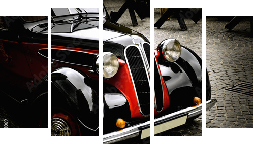 staromodny samochód - Obraz pięcioczęściowy, Pentaptyk