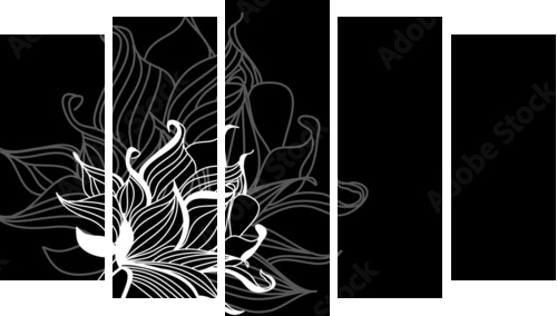 białe kwiaty - Obraz pięcioczęściowy, Pentaptyk
