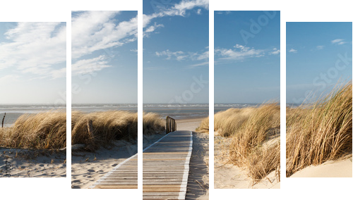 Langeoog - spacer piaszczystą plażą - Obraz pięcioczęściowy, Pentaptyk