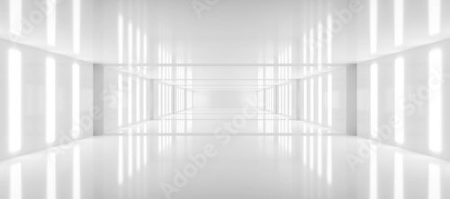 Fototapeta abstrakcyjna biała architektura tło błyszczący pokój 3d render ilustracja