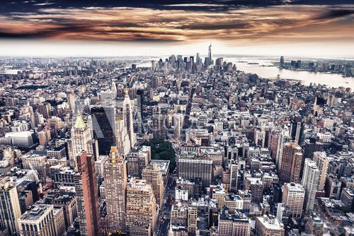 Fototapeta Aereal widok Manhattan przy zmierzchem