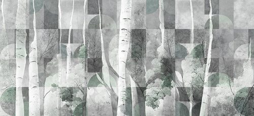 Fototapeta Artystyczny las, akwarelowa zieleń, może służyć jako tapeta i inne tło. Sztuka botaniczna. Mural.