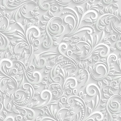 Fototapeta Barokowe ornamenty w białej głębi