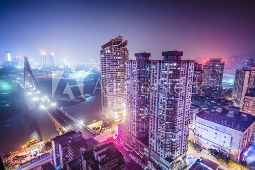Fototapeta Chongqing, Chiny Downtown Cityscape w nocy