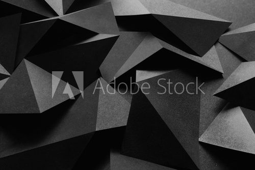 Fototapeta Ciemna kompozycja z czarnymi geometrycznymi kształtami, abstrakcyjne tło