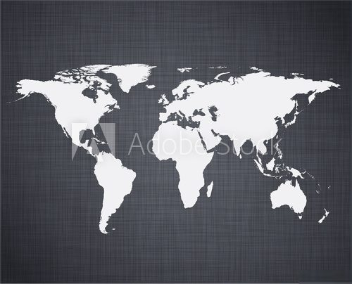 Fototapeta Czarno-biała mapa świata w minimalistycznym stylu
