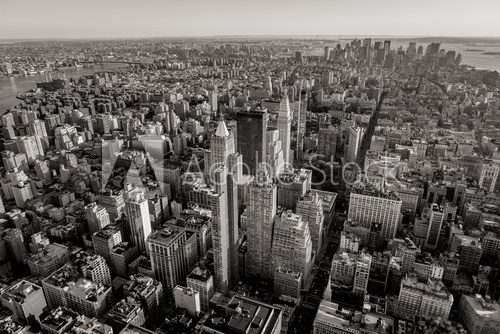 Fototapeta Czarny i biały widok z lotu ptaka Nowy Jork pejzaż miejski