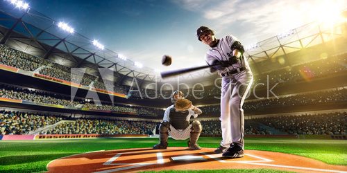 Fototapeta Dynamiczna scena baseballowa pełna napięcia