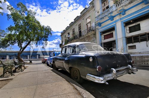 Fototapeta Havana Street with Oldtimer